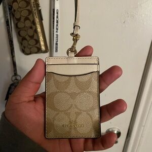 Coach Beige and Cream Key & Card Holder